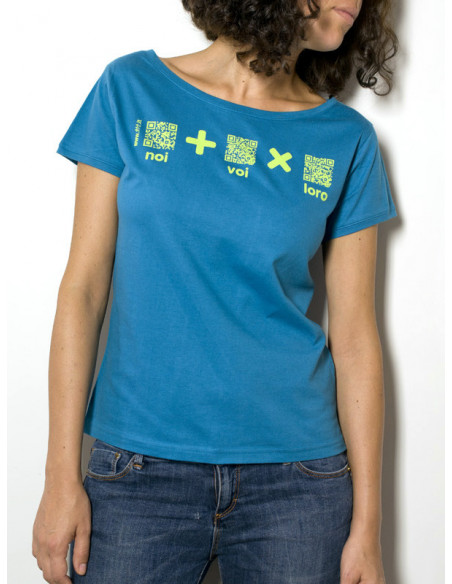 T-Shirt "AIL Code" Donna BIO - Colore Turchese - Stampa Verde