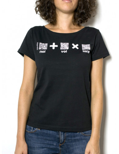 T-Shirt "AIL Code" Donna BIO - Colore Nero - Stampa Bianca