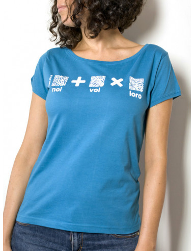 T-Shirt "AIL Code" Donna BIO - Colore Turchese - Stampa Bianca