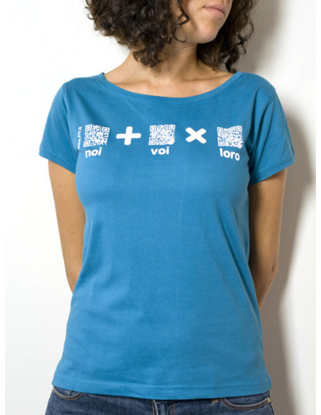 T-Shirt "AIL Code" Donna BIO - Colore Turchese - Stampa Bianca