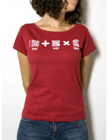 T-Shirt "AIL Code" Donna BIO - Colore Rosso - Stampa Bianca